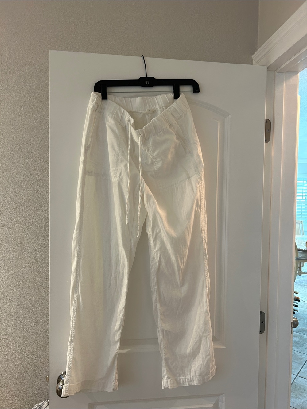 Caslon Cream Wide-Leg Drawstring Pants